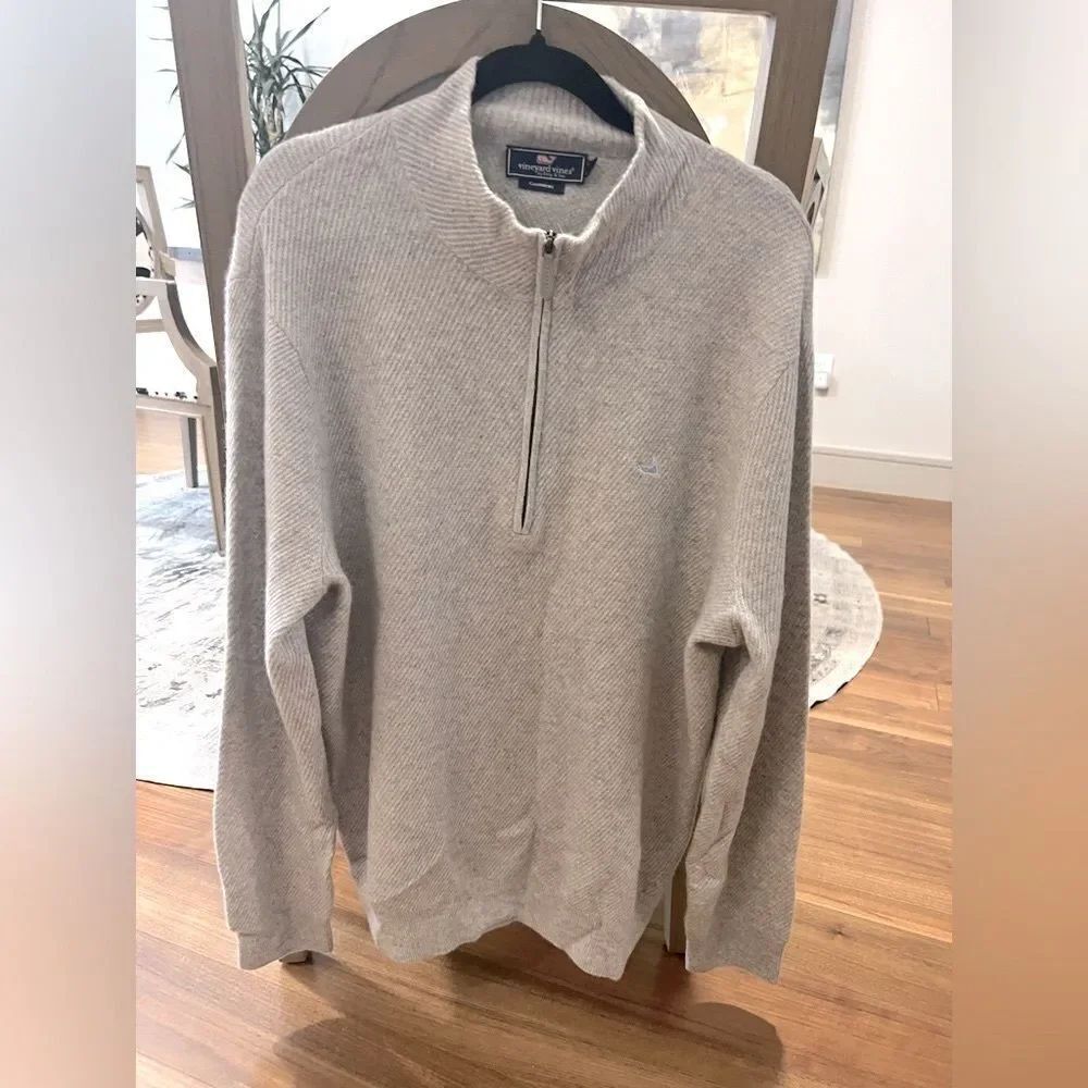 Vineyard Vines Men's gray Half-Zip cashmere Sweater size XL